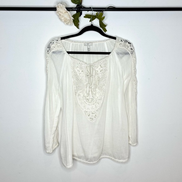 Joie ‘Oda’ Split Neck Crochet Blouse - Picture 2 of 8